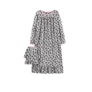 Carters girls CHEETAH fleece nightgown w/ doll gown Pajamas PJ 18” doll NEW 4/5